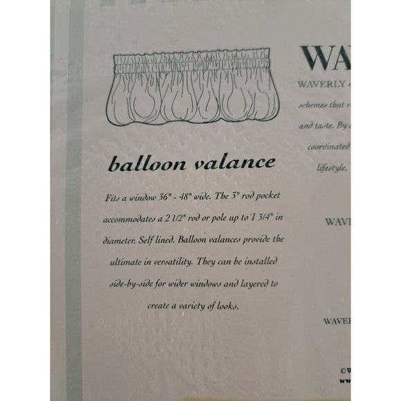 Waverly Balloon Window Valance NEW Orchard Trail Thistle Purple Flowers 36 - 48" - Picture 5 of 5